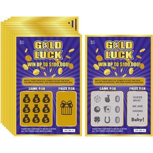 12 Gold Luck Pregnancy Announcement Fake Lottery Scratch Off Tickets, Great Idea for Pregnancy Reveal