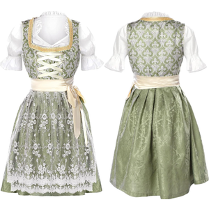 Oktoberfest Costume Women German Dirndl Dress Traditional Bavarian Oktoberfest Outfit with Sock Carnival Halloween
(Green, Gold, Large)