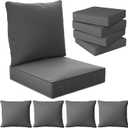 24" x 24" x 6" Outdoor Deep Seat Cushions Set - 4 Set Waterproof & Fade Resistant Patio Furniture Replacement Cushions, Non-Slip Outdoor Cushions Fit Loveseats, Couches, Chairs, and Sofas.