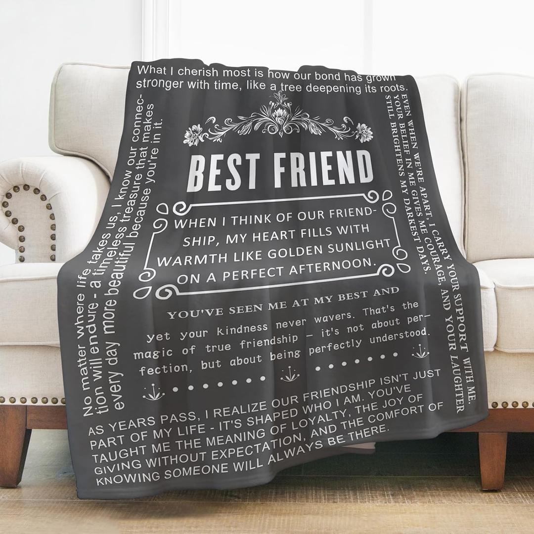 Levens Best Friend Blanket for Men Women 60"x50" Birthday Gifts for Best Friends Woman, Bestie Friendship Gifts for Women Friends, Soft Cozy Flannel Throw Blankets for Friend Men