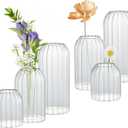 Bud Vases in Bulk Set of 6, Glass Small Vases for Flowers, Modern Cylinder Ribbed Vases for Wedding Centerpiece, Living Room Decorative, Home Decor