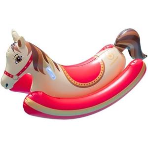 Swimline Inflatable Ride-On Pool Rocker – Heavy-Duty Float with Handles & Side Bolsters for Lake, Beach & Backyard Use, Hobby Horse, Brown & Red, 81"