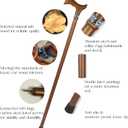 Wooden Walking Cane, 36 Inch Natural Solid Wood Cane for Men and Women, Handcrafted Walking Stick for Seniors, Ergonomic Grip for Balance and Stability