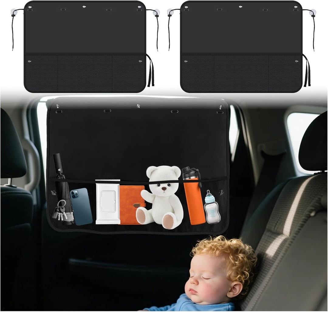 2PCS Rear Car Window Shade for Baby,Foldable Rear Window Shade for Baby in Car with 7PCS Suction Cups,Cars Sun Shades Side Windows with Storage Bag for Blocking Out Sun