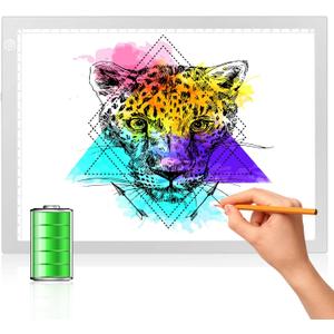 LitEnergy Rechargeable Battery Powered Light Tracing Box, Ultra-Thin Adjustable USB Power Artcraft LED Trace Light Pad Size A4 for Drawing, Streaming, Sketching, Animation, Stenciling (Silver) (04 - 10x15inch rechargeable)