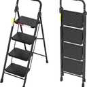 HBTower 4 Step Ladder with Wide Anti-Slip Pedal and Cushioned Handle
Step Stool Foldable with 330 lbs Capacity for Home and Kitchen, Black
