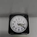 Peakeep Ultra Small, Battery Travel Alarm Clock with Snooze and Light, Silent with No Ticking Analog Quartz (Black)
