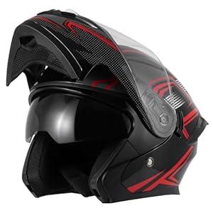 DOT Certified Modular Full Face Motorcycle Helmet - Flip-Up Design with Dual Visor for Adults Men & Women (Medium)