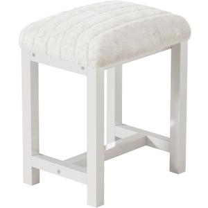 Small Vanity Stool, Cute Vanity Stools with Soft Faux Rabbit Fur Cushion, White Makeup Vanity Chair for Small Spaces, Living Room, Bedroom, Entryway, Ottoman Foot Rest for Couch Sillas Modern, White