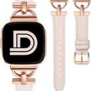 Wearlizer Leather Band Compatible with Fitbit Versa 2 Bands for Women, Dressy Slim Leather Strap Wristband with D-Shape Metal Buckle for Fitbit Versa 2/Versa Lite/SE Smart Watch