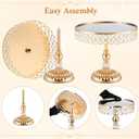 Lallisa 13 Piece Gold Cake Stand Set, Vintage Cake Dessert Display with Crystal Rim & Cupcake Trays for Wedding, Birthday Anniversary Parties, Dessert Table Decoration