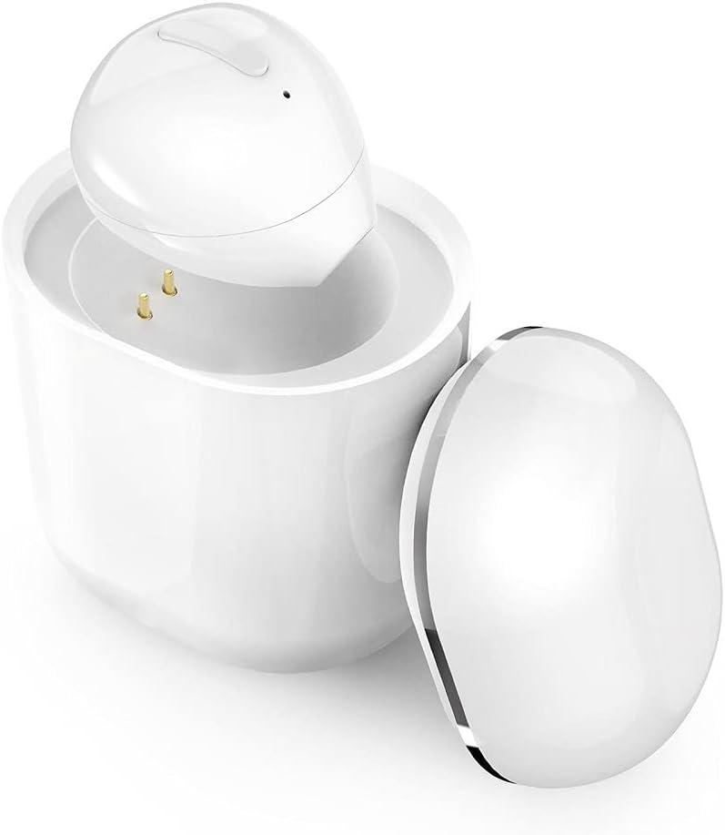 Invisible Earbuds Sleep Bluetooth Earbuds Mini Tiny Discreet Hidden Headphones for Work, Small Ear Canals - Single Earbud with Charging Case (White)
