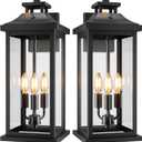 VenzBlomia 20" Large Dusk to Dawn Outdoor Lights 3-Light, 2 Pack Black Modern Exterior Lighting Fixtures Photocell Sensor Outside Porch Lights Wall Mount, Waterproof Patio Exterior Sconce Lamps E12