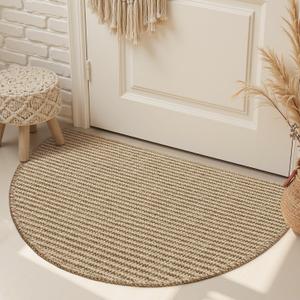 Jute Front Door Mat Indoor Entrance Indoor Door Mat Rugs for Entryway Entry Entrance Mats Inside Doormat Welcome Mats Boho 17"X30" Half Circle Round