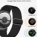 Stretchy Bands Compatible with Google Pixel Watch, 1/3 Pack Adjustable Elastic Nylon Strap for Women & Men (3P-Black+Army Green+Grey)