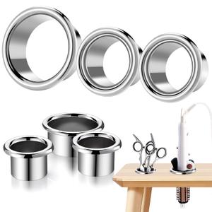 MorningRo 3 Pcs Hair Dryer Holder Insert Curling Iron Holder Stainless Steel Salon Station Appliance Hair Styling Tool Tube Comb Organizer for Hairdresser Bathroom(Sliver,3"+2"+2")