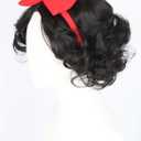 Short Curly Bob Wig Black Princess Wig with Bow Headband for Girls Halloween Costume Party Cosplay Wig