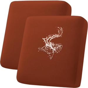 hyha Waterproof Couch Cushion Covers, Stretch Sofa Couch Seat Slipcover for Dog Washable, Non-Slip Waterproof Outdoor Cushion Covers for Patio Furniture Replacement (2 Pieces, Rust)