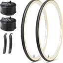 MOHEGIA 26x1 3/8 Inch Bike Tires (37-590 mm) - 2-Pack Folding Replacement Tires with Inner Tubes, Schrader Valve & Tire Levers for Vintage Urban Bicycles