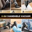 Handheld Vacuum Cleaner 26000Pa Suction with Brushless Motor, 4-in-1 Portable Mini Car Vacuum with 3 Suction Modes, Cordless Vacuum with LED Light, Type-C Charge for Car, Office Desk, Keyboards