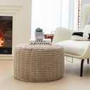 Asuprui Pouf Ottoman Stuffed Round Modern Foam Filled Ottoman Foot Rest Poufs for Living Room Chair Decorative Boho Foot Stool for Wedding Christmas Party, 20"D x 20"W x 14"H