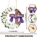 2 x He is Risen Easter Decoration, Wooden Wreaths for Front Door Sign Cross Sign Door Wall Signs, Christian Jesus Lily Flowers Hanging Crafts for Spring Home, Easter Religious Gifts for Women, Men