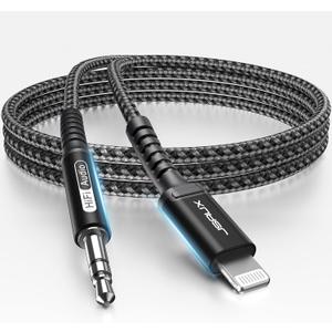 JSAUX Aux Cord for iPhone 3.3FT, 3.5mm Aux Cable for Car Compatible with iPhone 14 13 12 11 XS XR X 8 7 6 iPad iPod for Car Home Stereo, Speaker, Support All iOS Version-Black