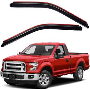 Lightronic Extra Durable Clip-on in-Channel Auto Vent Window Visor, Fits 2015-2025 Ford F-150 Regular Cab, UV Protection Rain Guard, Original Wind Deflector, No-Drill Easy Install, Dark Smoke, 2-Pcs
