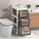 Bathroom Storage with Drawers, 11.8" Wide Slim Cabinet with Wheels