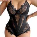SOLY HUX Women's Plus Size Lingerie Sexy Bodysuit Lace Sheer One Piece Cami Teddy Babydoll Nightwear, Size: 3XL