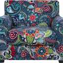 hyha Couch Covers, Chair/Sofa Covers, Floral Pattern, Stretch, Printed, 2 Pieces, Armchair Slipcover, Separate Couch Cushion Slipcover, Furniture Protector for Dogs(Armchair, Paisley Floral) (Small, Blue Green)