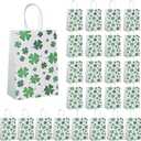 2 x CMSSHUAI 24 PCS Small St Patrick's Day Gift Bags With Handle,Shamrock Paper Bags,Green Goody Bags,Treat Bags for St Patricks Day Presents Candies Cookie Snacks