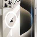 for iPhone 15 Pro Max Case, with 1X Screen Protector + 1X Camera Lens Protector, Compatible with Magsafe [Yellowing Resistant] Military-Grade Protection, Clear Case for iPhone 15 Pro Max