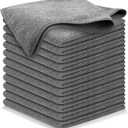 USANOOKS Microfiber Cleaning Cloth Grey - 12 Pcs (12.5"x12.5") - High Performance - 1200 Washes, Ultra Absorbent Microfiber Towel Weave Grime & Liquid for Streak-Free Mirror Shine - Car Washing Cloth (Gray)