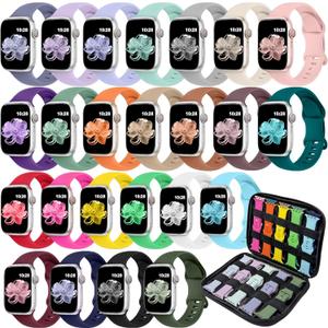 24 Pack Sport Band Compatible with Apple Watch Bands 38mm 40mm 41mm 42mm 44mm 45mm 46mm 49mm for Women Men,Silicone Strap with Watch Band Organizer for Watch Ultra Series 11 10 9 8 7 6 5 4 SE/SE 3nd
