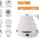 Travel Foldable Electric Kettle - Food Grade Silicone - Meonxy Collapsible Portable Tea Kettle - Boil Dry Protection - Dual Voltage and Separable Power Cord - 555ml - 110/220V