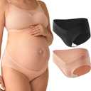 Momcozy Maternity Underwear Seamless, Pregnancy Postpartum Panties Under Bump Maternity Underwear Cotton, (2 Pack, Medium)