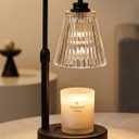 Candle Warmer Lamp with Timer Dimmable Crystal Vertical Stripe,Mothers Day Birthday Gifts for Women Mom, Adjustable Candle Warmer with 2 Bulbs, Black Candle Lamp for Jar Scented Candles, Home Decor
