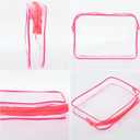 Tbestmax 10 Pack Clear Cosmetic Bags Makeup Bags Portable Waterproof TSA Approved Travel Toiletry Bags Large Organizer Rose Red, 9.8" x 7.1" x 2.4"