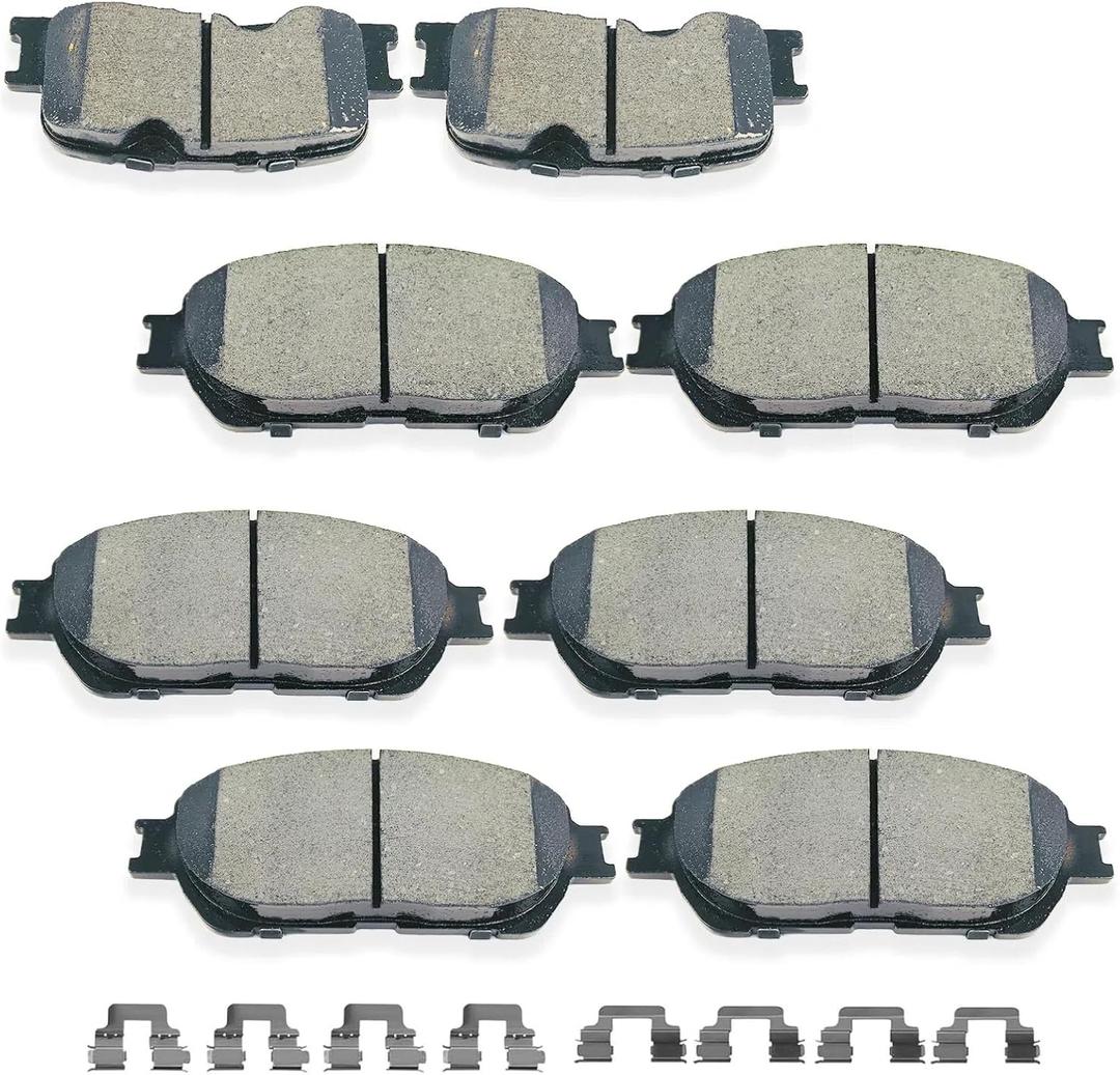 D707 D828 8pcs Ceramic Front Rear Brake Pads With Clips Fit For 2000-2004 For Toyota Avalon,2000-2001 For Toyota For Camry,1999-2003 For Solara