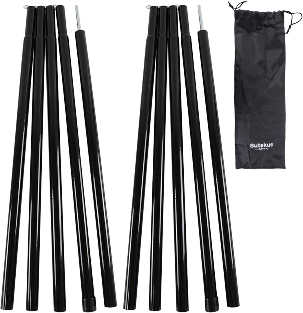 Sutekus Steel Rod Tent Pole Replacement Accessorie 2pc/Set Adjustable Bars (Black)