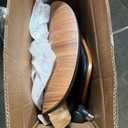 Home Office Chair No Arms with Wheels, Adjustable Height Small Desk Chair, PU Leather Mid Back 360 Swivel Computer Chair, Armless Modern Walnut Chair for Office, Reading Meeting Room(Black)