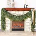 Real Touch Cedar Garland - Artificial Christmas Garlands Faux Green Cedar Fake Pine Needles Garland for Fireplace,Table, Stairs, Mantle, Window,Indoor Outdoor,Home,Holiday Decor(2 PCS,9 FT)