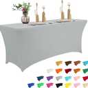 IVAPUPU 6FT Table Cloth for Rectangular Fitted Events Stretch Grey Table Covers Washable Cover Spandex Tablecloth Protector for Party, Wedding, Cocktail, Banquet, Festival