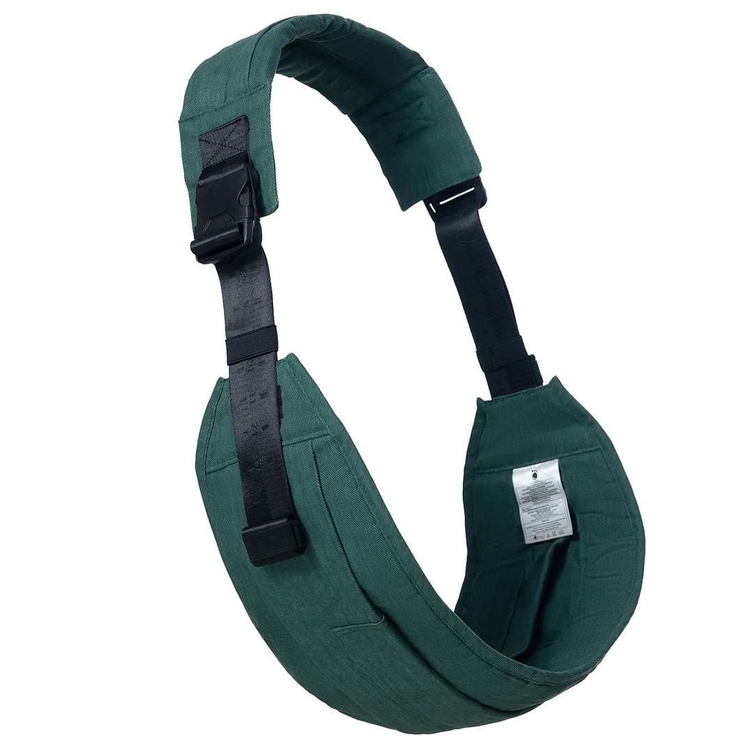 AUYEAZGO Toddler Carrier - Premium Cotton, Large Seat & Back Support, with Large Pocket, One Size Fits Most, Ideal for 6-48 Months (16-44 lbs), Green, Medium
