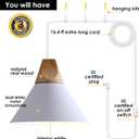 Modern Plug in Pendant Light,Haning Light with 16.4ft Cord, On/Off Switch,Hanging Light with Plug in,Solid Wood,Matte White