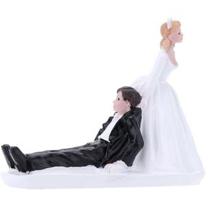 Anself Synthetic Resin Bride & Groom Wedding Cake Topper Romantic Wedding Party Decoration Adorable Figurine Craft Gift