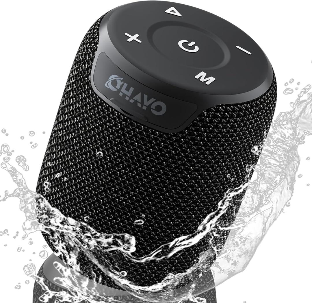 OHAYO Portable Bluetooth Speaker,IPX7 Waterproof Speakers, 15W Loud Stereo Sound, Wireless V5.3, AUX&TF-Card in, TWS, Built-in Mic, Black