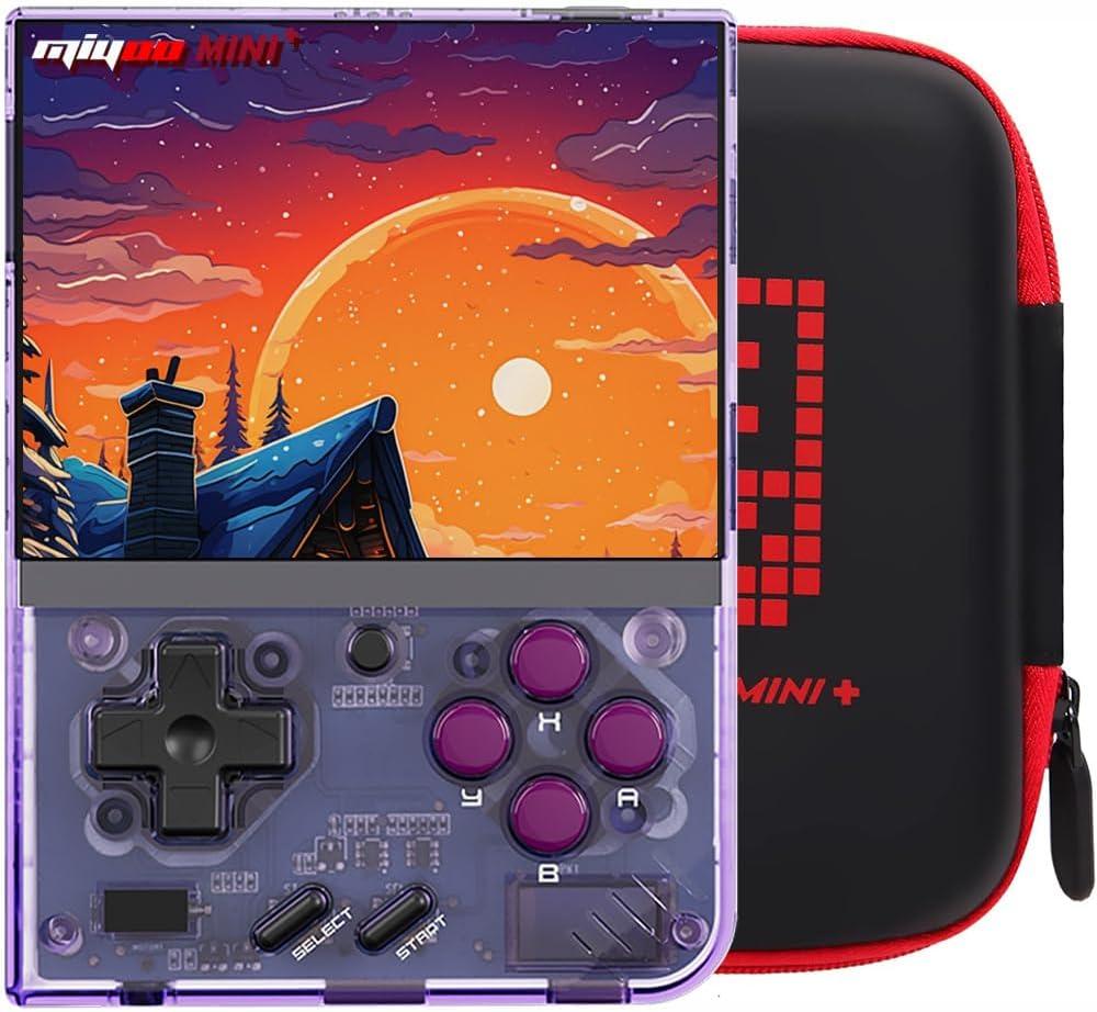 Mini Plus Retro Gaming Console with Portable Case, Handheld Game Console with 3000mAh Battery 3.5'' IPS Screen, Compatible with a Large Variety of Classic Games. Support WiFi & RTC