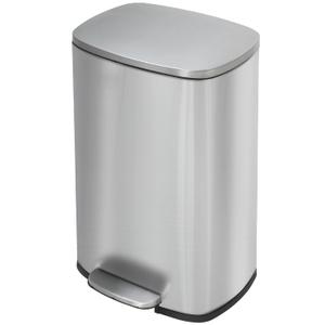 PayLessHere 13 Gallon (50L) in Home Recycling Bin Kitchen Stainless Steel Recycling Bin with Lid Removable Inner Bucket Foot Pedal Soft Close for Office Home Kitchen Garbage Can Trash Bin (Stainless Steel)